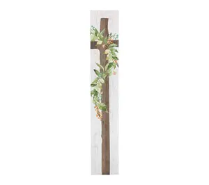 Sincere Surroundings 47" Wood Floral Cross Porch Board