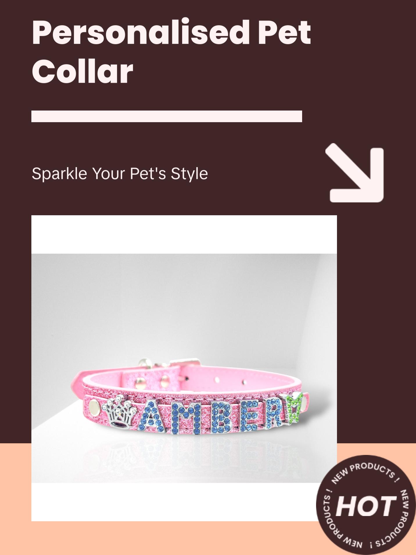 ALPHABET Brilliance Personalized Handmade PU Leather Dog Collar