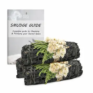 Midnight Bloom Floral Sage Smudge Sticks with Smudge Guide - 3 Pack