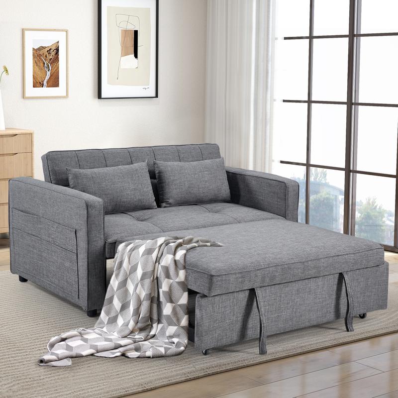 [TikTokShopBlackFriday]EBELLO Convertible Loveseat Sofa Bed Modern 3-in-1 Functionality Adjustable Backrest Smooth-Glide Pull-Out Perfect for Guest Rooms & Small Spaces Gray