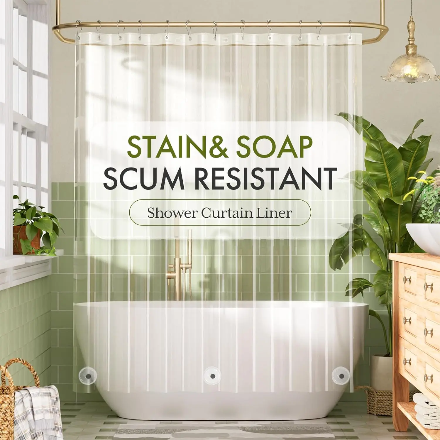 Shower Curtain Liner, Clear Shower Curtain Liner 72x72 PEVA Waterproof Shower Curtain Liner Plastic with 3 Magnets and 12 Rustproof Metal Grommets, Lightweight Shower Liner for Bathroom