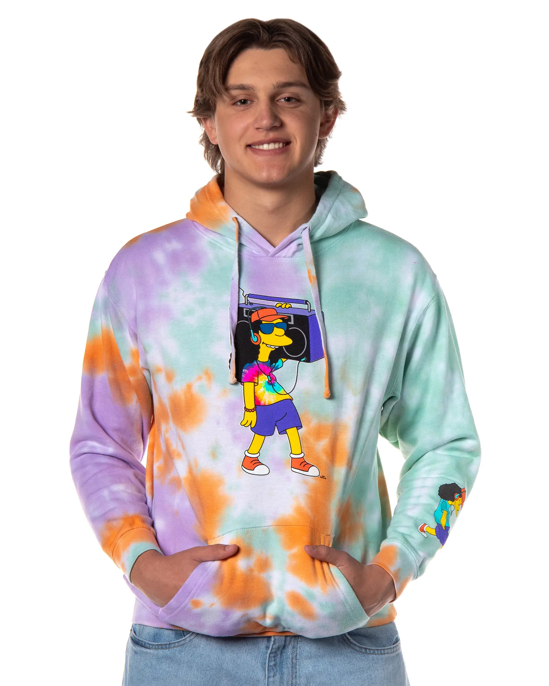 The Simpsons Men's Otto Tie Dye Pullover Hoodie Sweatshirt