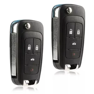 Set of Two 4 Button Remote Keyless Entry Flip Key Replacement for Chevrolet Impala, Camaro, Cruze, Equinox, Malibu, Sonic 2010 - 2019 FCC ID: OHT01060512