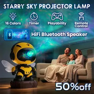 Gen 2 Little Bee Galaxy Projector Night Light, Bluetooth Star & Nebula Projector with Remote and Timer, LED Ceiling Light for Kids Room & Bedroom Decor, Romantic Gift for Couples & Space Lovers