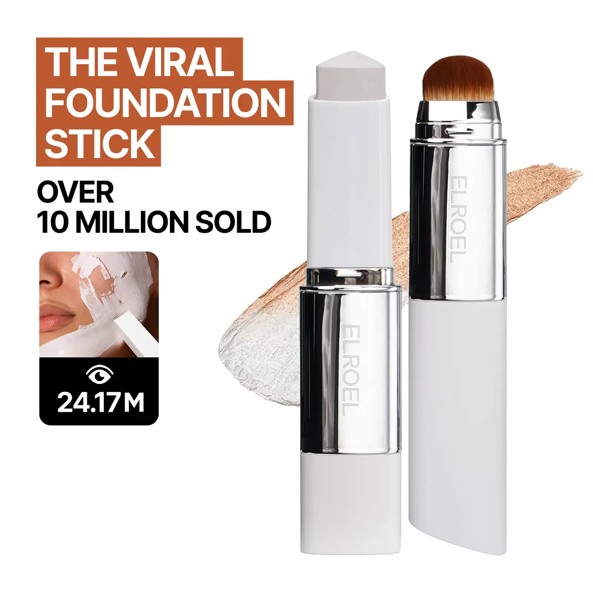 [OFFICIAL ELROEL PARTNER] Blanc Cover Cream Stick V (0.45oz) | Color-Changing Foundation with Collagen Capsules & Ultra-Fine Bristles