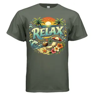 Relax Short Sleeve tshirt  Classic Cotton Menswear T-Shirt Top Green Grey Crew Neck Streetwear Sport Casual graphic apparel t-shirt cotton men oversized tshirt unisex graphic graphic tee shirt oversized shirts unisex casual apparel y2k streetwear