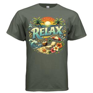 Relax Short Sleeve tshirt  Classic Cotton Menswear T-Shirt Top Green Grey Crew Neck Streetwear Sport Casual graphic apparel t-shirt cotton men oversized tshirt unisex graphic graphic tee shirt oversized shirts unisex casual apparel y2k streetwear