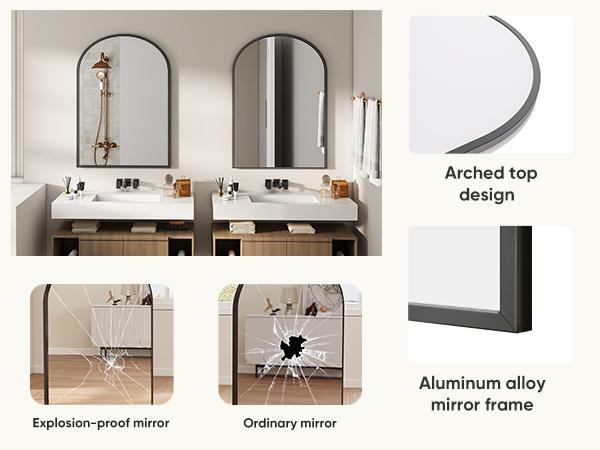 Bathroom Mirrors for Wall, Bathroom Mirrors for Over Sink, Metal Framed with HD Shatter-Proof Glass for Entryway, Living Room, Bedroom