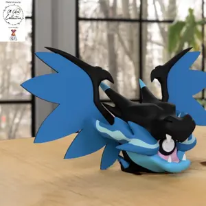 Mega Charizard X Ball - 1st Print - High-Quality PLA, 3D Printed Pokeball Figure