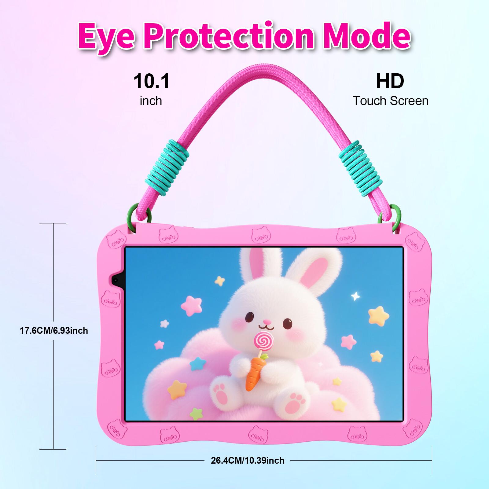 [TikTokShopSpringGlowUp]PRITOM Kids Tablet 10 inch Android 15 8GB RAM 32GB ROM Dual Cameras WiFi6 6000mAh Battery Protective Silicone Case Animal Flash Cards Educational Apps Toddler Gifts Stress Relief Case Pink/Blue tiktok shop official store