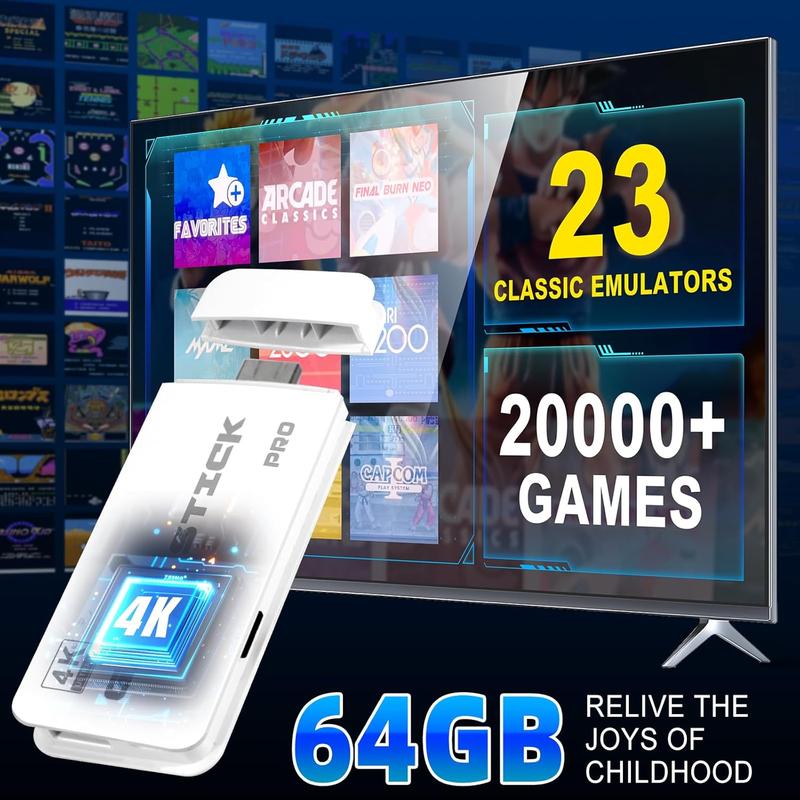 NEW Upgraded Retro M15 Game Stick with 20K Games 23 Emulators 4K HDMI Output Plug and Play Wireless Controller for TV Monitor Video Gamepad Console