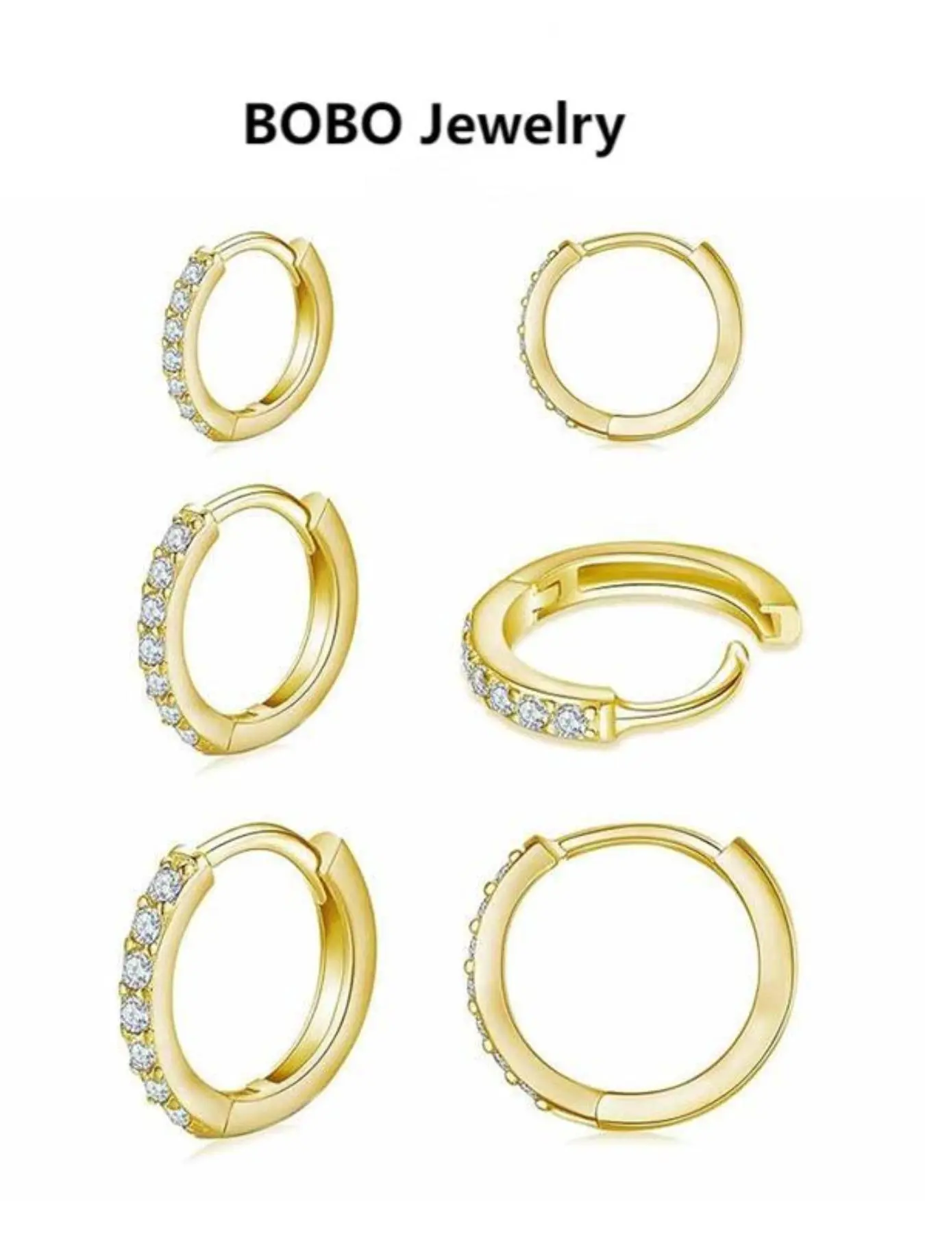 Golden Hypoallergenic Hoop Stackable Earrings - 3 Pairs Cubic Zirconia Huggies for Cartilage & Snug Pierced Ears EarringsLovers Hoop Jewelry Hypoallergenic CZ Earrings Hypoallergenic Huggie Hoops Earring Set