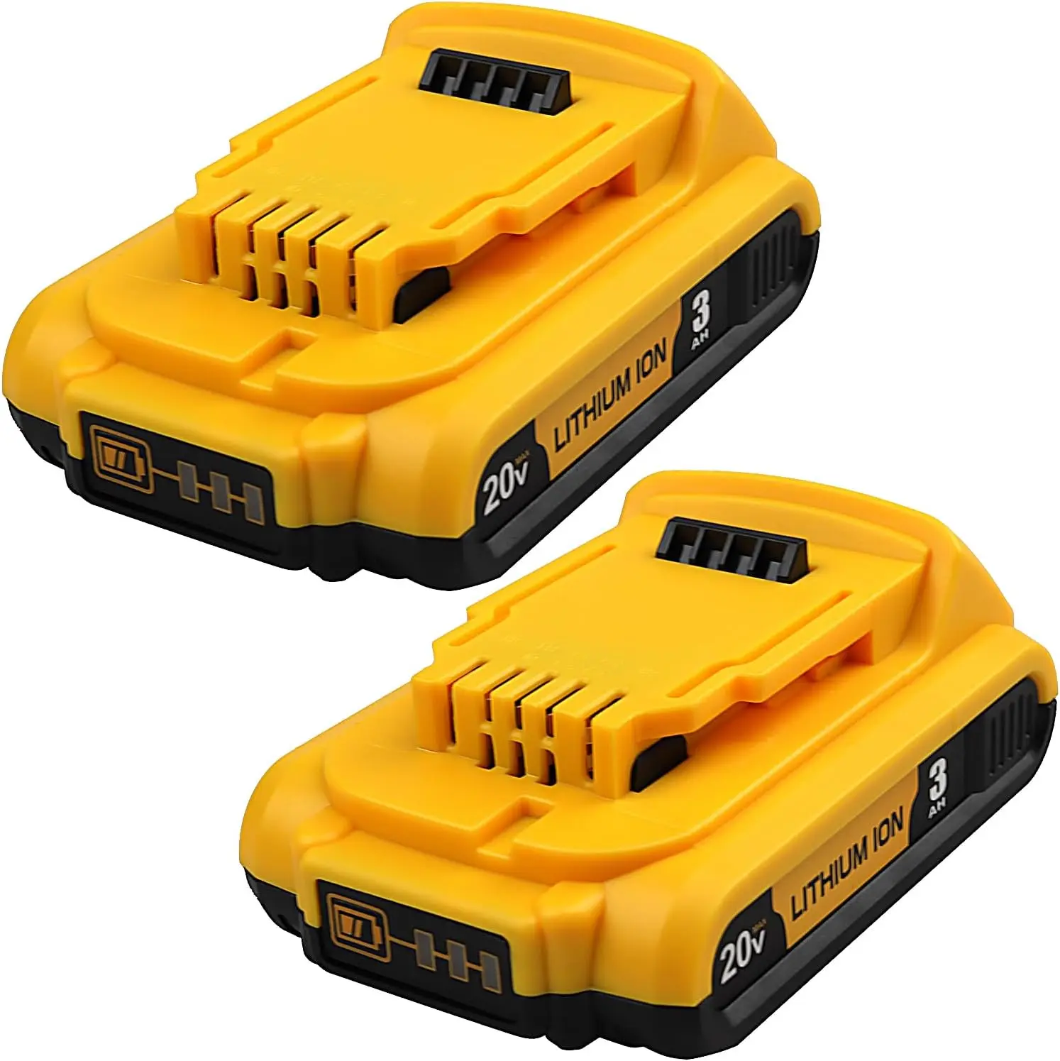 Lithium Ion 2-Pack 3.0Ah Upgraded High-Performance Battery for DeWalt - Direct Replacement for DCB203, Compatible with DCB201/DCB204, Lithium Ion Battery, Upgraded Battery Replacement