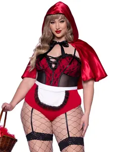 Plus Miss Red Riding Hood Costume Fit Lace