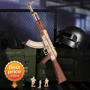 ROKR 3D Puzzles for Adults Wooden AK47 Model with Rubber Bands and Detachable Magazine Creative DIY Building Kits for Men Women Christmas Gifts
