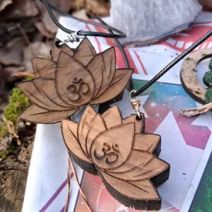 Black Walnut Om Lotus Pendant