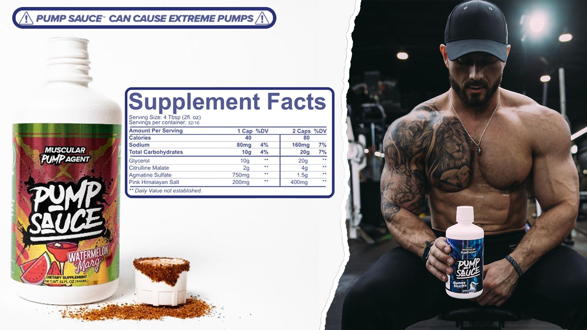 Pump Sauce - 32oz - Non-Stim Preworkout - Liquid Glycerol with Citrulline, Agmatine Sulfate & Pink Himalayan Salt - Sugar Free Supplement for Enhanced Pumps and Endurance - Electrolytes & Hydration - FDA & GMP Certified