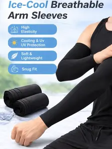 Ice-Cool Breathable Arm Sleeves (1 Pair) – Elastic Nylon Stretch Fit, Lightweight Protection for Daily Use