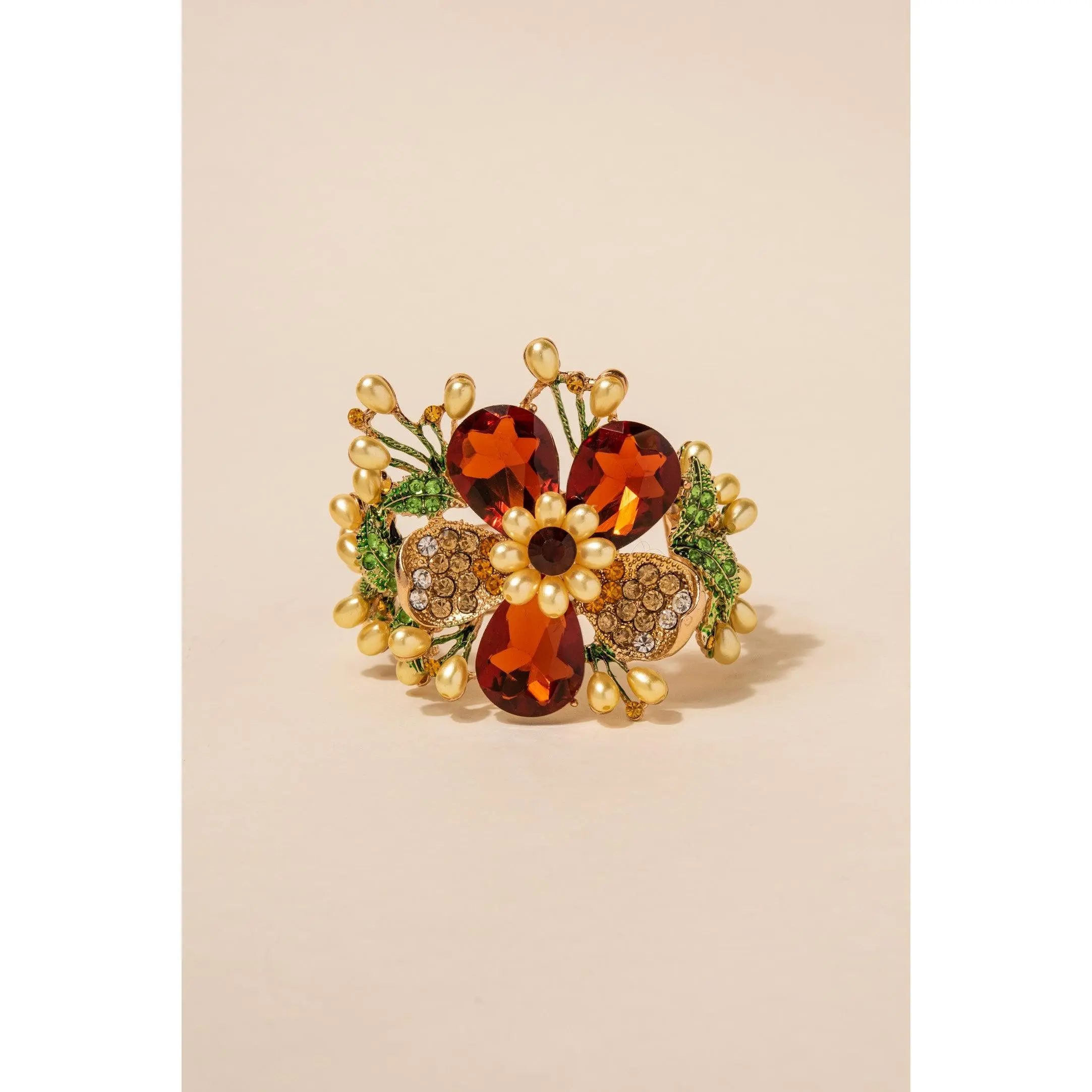 Duchess Floral Crystal Corsage Stretch Bracelet