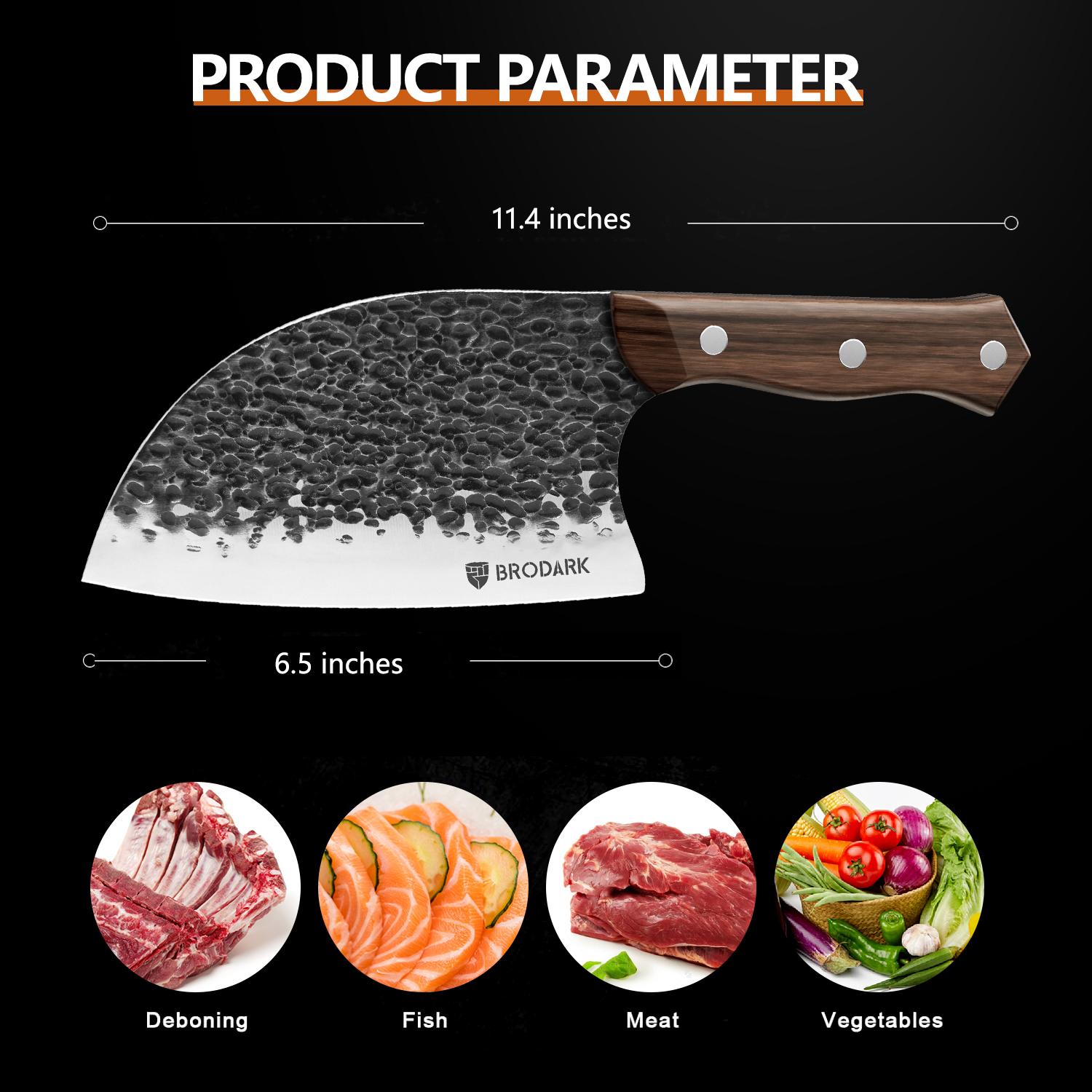 Brodark Serbian Chef Knife Bundle - Small Meat Cleaver with Leather Sheath High Carbon Stainless Steel Meat Knives Heavy Duty Blade Sleeves For Home Outdoor &Camping Outdoorfun Bone-cutting knife