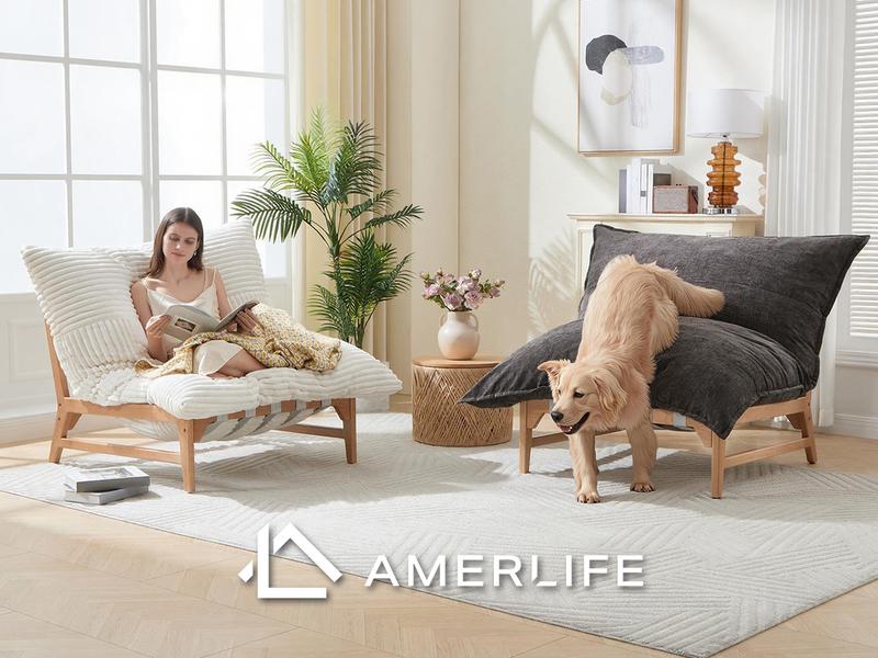 AMERLIFE 46" Oversized Sofa Chair, Modern Accent Chair, Sofa Style Bean Bag with Plush Cushion, Lazy Lounge for Living Room/Best Gift Ideas/Christmas Gifts