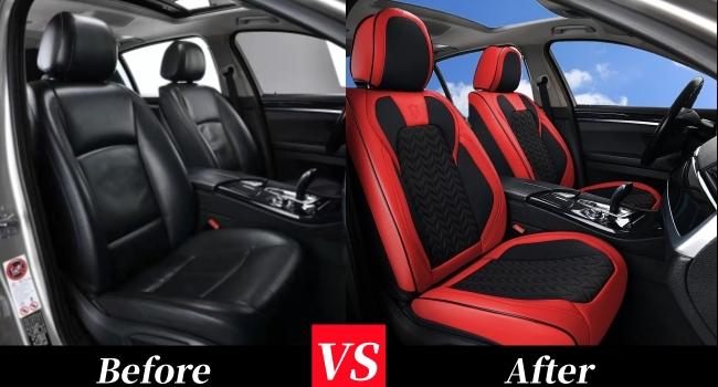 【Coverado】Full Coverage Leather Car Seat Covers Full Set Fit for Cars Trucks Sedans with Waterproof Leather in Automotive Seat Coverluxury seat covers cars accessories 【8825 5-full】 ridstar guts seat cover royal blue seat covers seat filler seat covers
