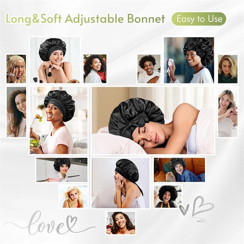 [NEW IN] Silk Bonnet for Sleeping Women Satin Bonnet Hair Bonnet Night Sleep Cap Scarf wrap for Curly Hair with tie Band