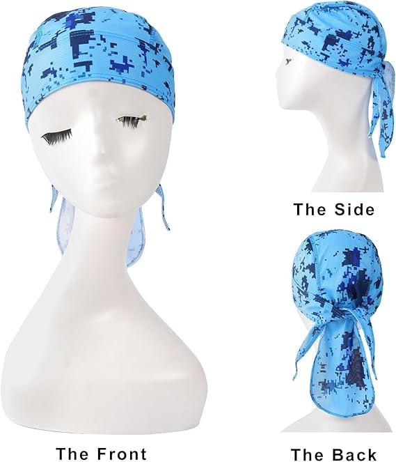 4pcs Sweat Wicking Beanie Cooling Skull Cap Motorcycle Head Wrap Bandana for Men Women headband hair soft scarf