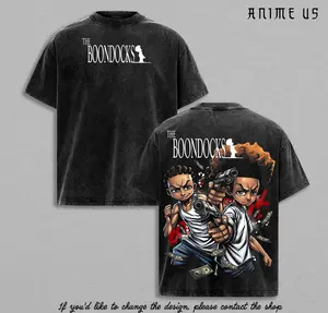 Huey Freeman Riley Freeman The Boondocks Cartoon Vintage Washed Oversized Graphic Tee Streetwear Shirt