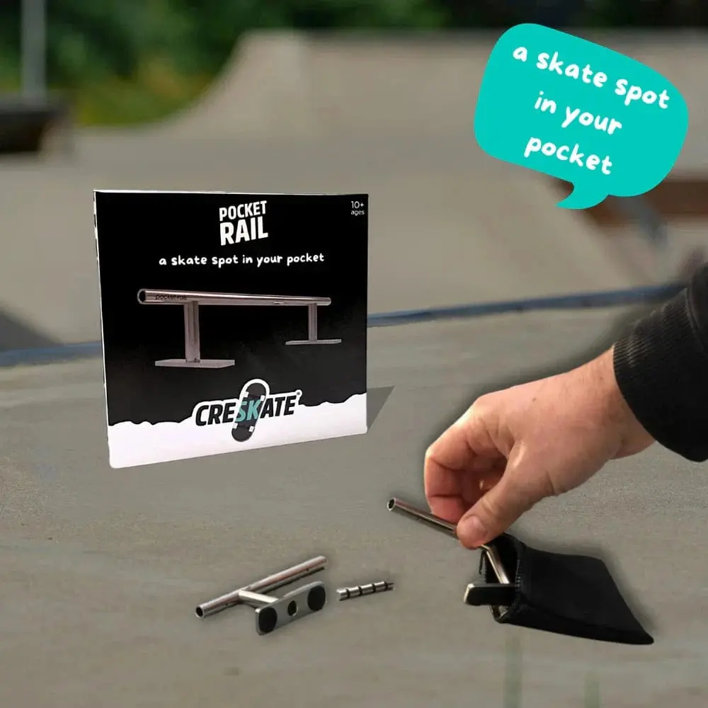 CRESKATE Pocket Rail by CreateYourSkate - Modular & Portable Stainless Steel Fingerboard Rail - 9 Inches