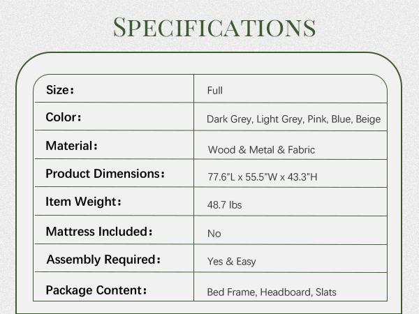 HOMBCK Bed Frame with Headboard, No mattress, Wood Slat Support, Button Tufted, Mattress Foundation, No Box Spring Needed