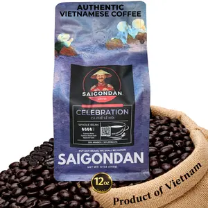 Celebration Whole Bean Coffee | Espresso Roast Italian Style | Vietnamese Single Origin | Arabica & Robusta Blend | Roasted in Small Batch | Direct Trade | No Preservatives | 12 Oz