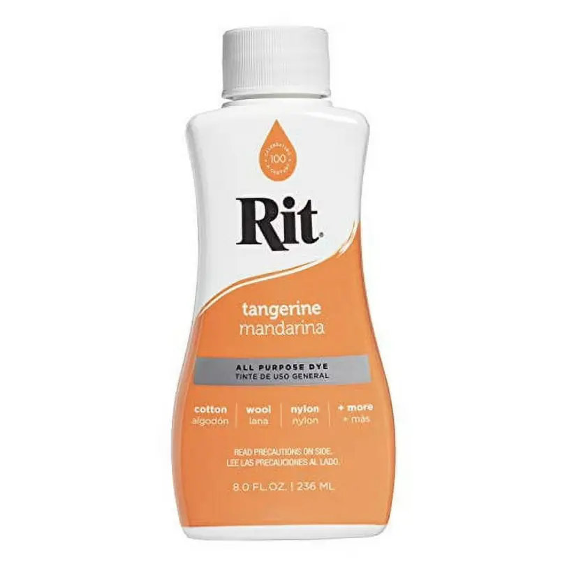 Rit Tangerine All-Purpose Liquid Fabric Dye - 8-oz Bottle of Dye, Easy to Use, Even Color Results, Customize Fabric for Cotton Clothing, Rayon, Décor & Craft Projects