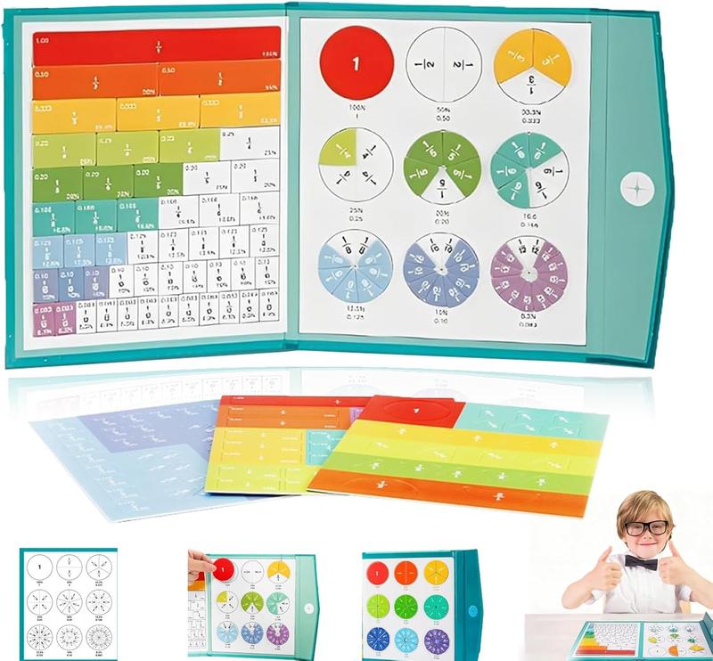 Magnetic Fraction Playbook 2026 Upgraded Version Fridge Magnets for Learning Fractions Equivalence Multiplication 40 Activities Educational Gift for Kids