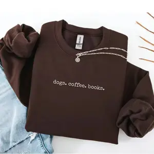 Dogs Coffee Books Sweatshirt, Book Lover Sweater, Bookish Sweatshirt, Gift for Dog Lover, Reading Sweater, Bookish Gift, Librarian Sweatshirt