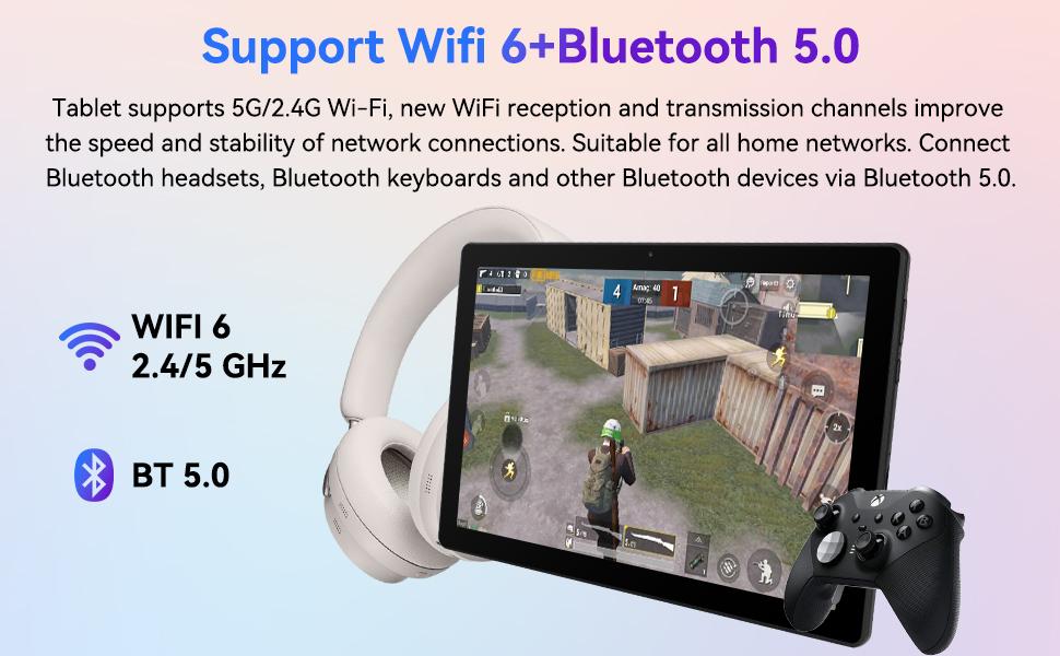 AEEZO 10.1inch Android 14 Tablet 8GB RAM+64GB ROM (Expandable up to 1TB), WiFi , Fast Charging, 5MP+8MP Dual Camera, Wi-Fi, Widevine L1 Support, fathersdaygift/ Good Gift for Family and Friends