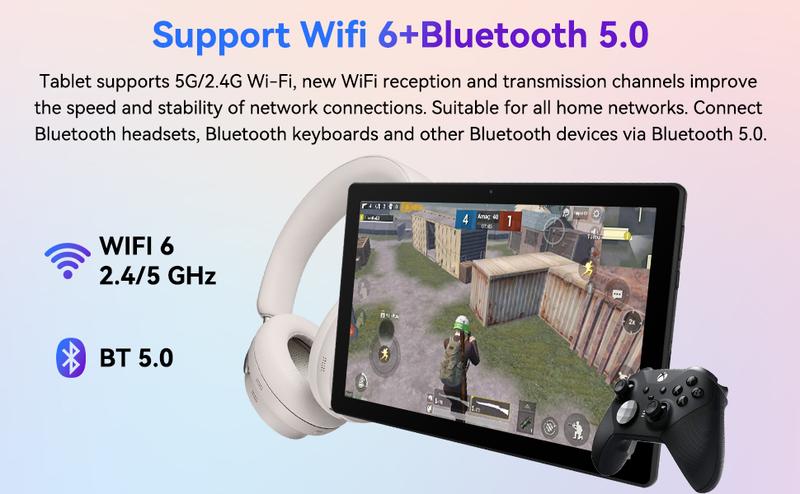 AEEZO 10.1inch Android 14 Tablet 8GB RAM+64GB ROM (Expandable up to 1TB), WiFi , Fast Charging, 5MP+8MP Dual Camera, Wi-Fi, Widevine L1 Support, fathersdaygift/ Good Gift for Family and Friends