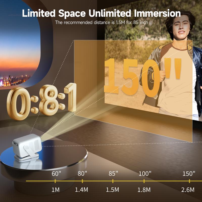 420ANSI HY310X Projector Auto Focus & Keystone With 4K Videosource Supported Full HD 1080P Android 11 Built-in 5W Speaker BT5.2 for Outdoor Theater Stand Mini Portable Projector