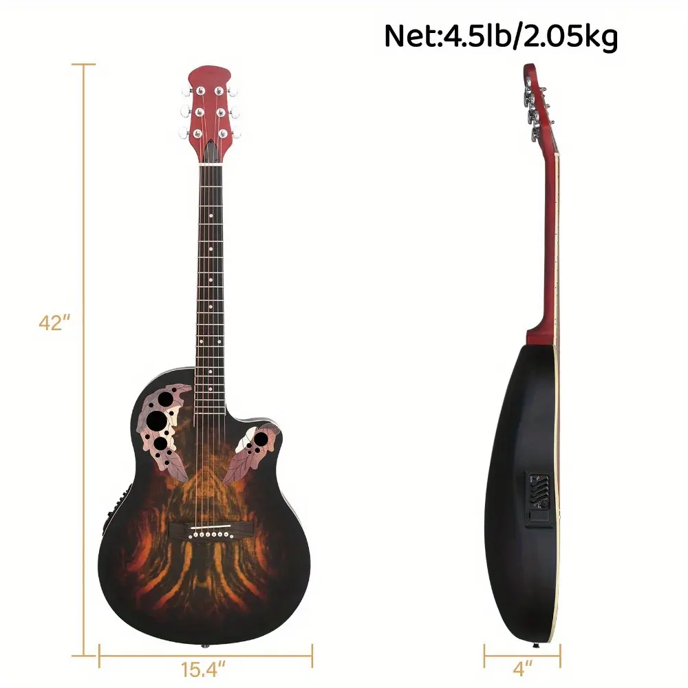 41-in Full-Size Cutaway Acoustic-Electric Classical Guitar - Rosewood Fingerboard, Spruce Top, Round Back, Grape-Shaped Soundhole, Sunset Color, Sturdy & Flexible, 4-in ABS Plastic Components, 4.5 Lb / 2.05 Kg Musical Instrument for Hobbies, Sturdy And Fl