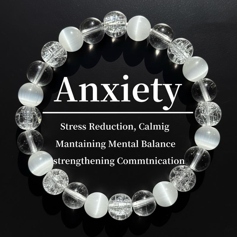 Anxiety Crystal Beaded Bracelets for Women Men, Yoga & Spiritual Jewelry for Calming Mood & Mindful Living, Handmade Gemstone Bracelet for Balance & Wellness, Thoughtful Gift for Self-Care Enthusiasts