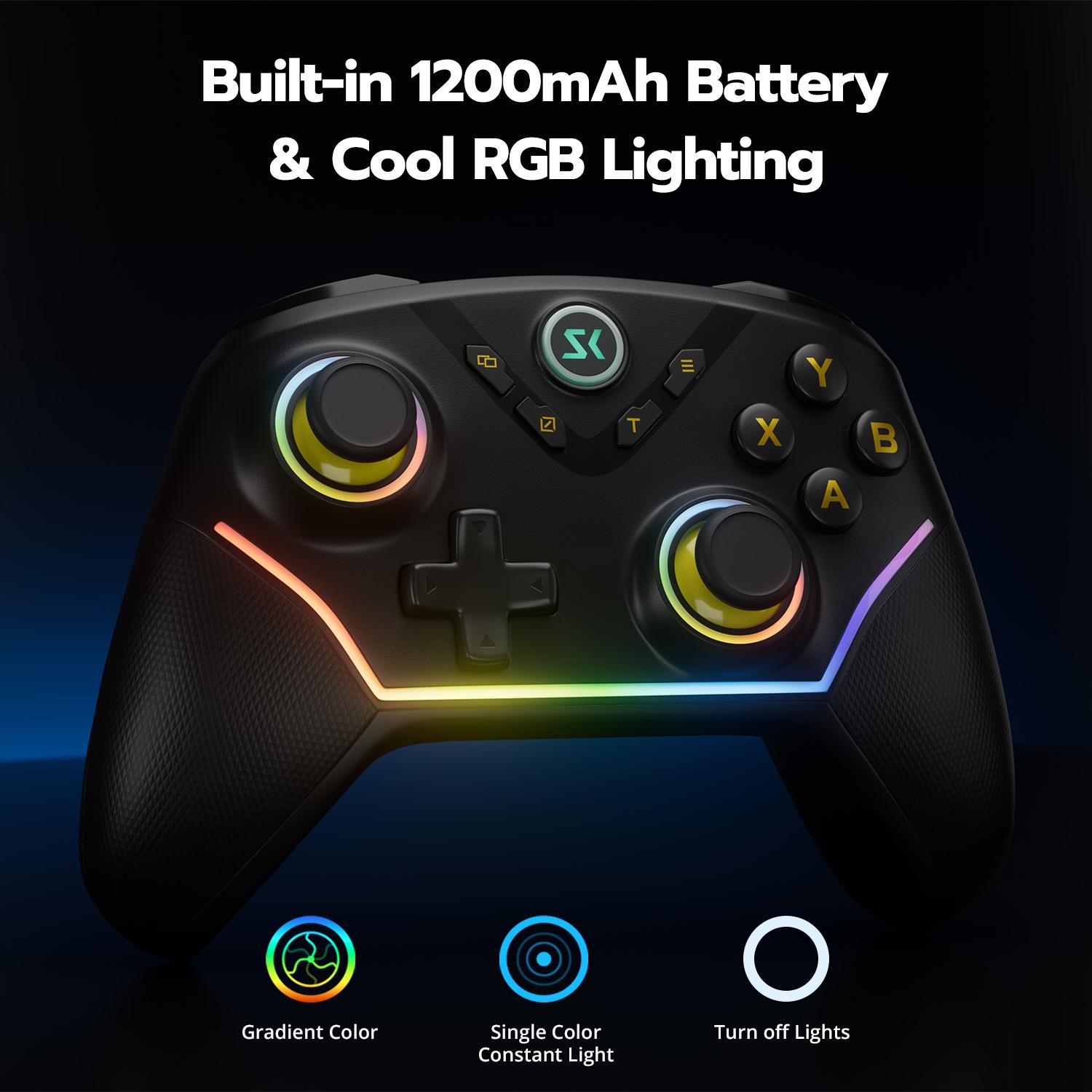 Wireless Game Controller With RGB Backlit, 3 Way Lock Hall Trigger, Hall Joytick, 1000Hz Polling Rate, No Stick Drift, 6-Axis Gyro, 4 Custom Macro, Adjustable Turbo/Vibration, Multi-Platform, Compatible with PC/Switch/Steam/Android/iOS, AG43