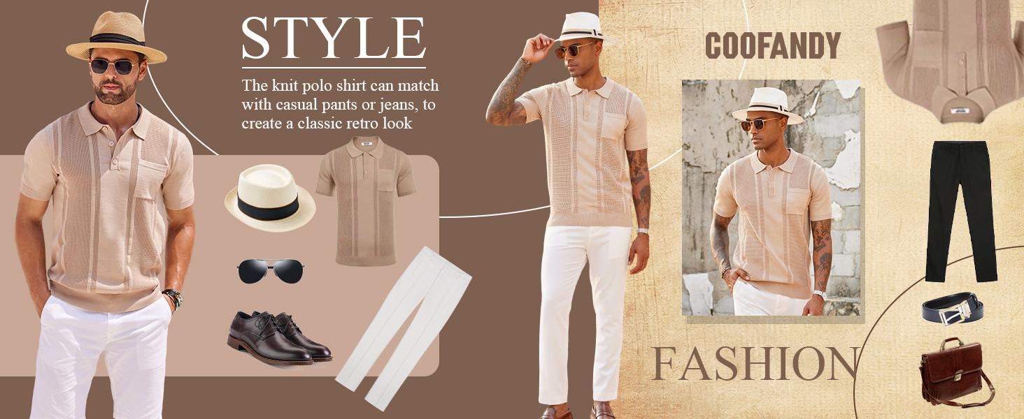 COOFANDY Men's Knitwear Polo Shirts for Men Short Sleeve Textured Polo Shirt Slim Fit Summer Collared T Shirt with Pocket COOFANDY Men's Knitwear Polo Shirts for Men Short Sleeve Textured Polo Shirt Slim Fit Summer Collared T Shirt with Pocket