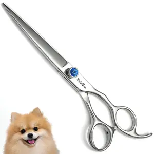 7in Straight Dog Grooming Scissors Professional, Japan 440C Steel Sharp, Premium Pet Grooming Shears, Light Weight Dog Trimming Scissors with Offset Handle, Cat Shears for Rabbits Cats Face Paw Ear Hair Cutting