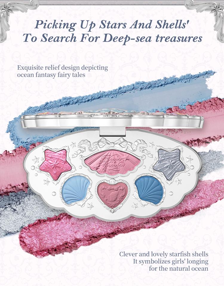 Flower Knows Shell's Jewel Collection 6-Color Makeup Palette - Cosmetic, Shimer, Matte, Longlasting, High Pigment