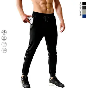 Men's sweatpants, zipper pocket jogging pants, fitness sweatpants, sweatpants, casual sweatpants, light running pants, comfortable material solid color basic