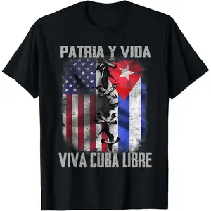 Vintage Cuban Cotton TShirt Featuring Patria Y Vida Viva Cuba Libre Slogan
