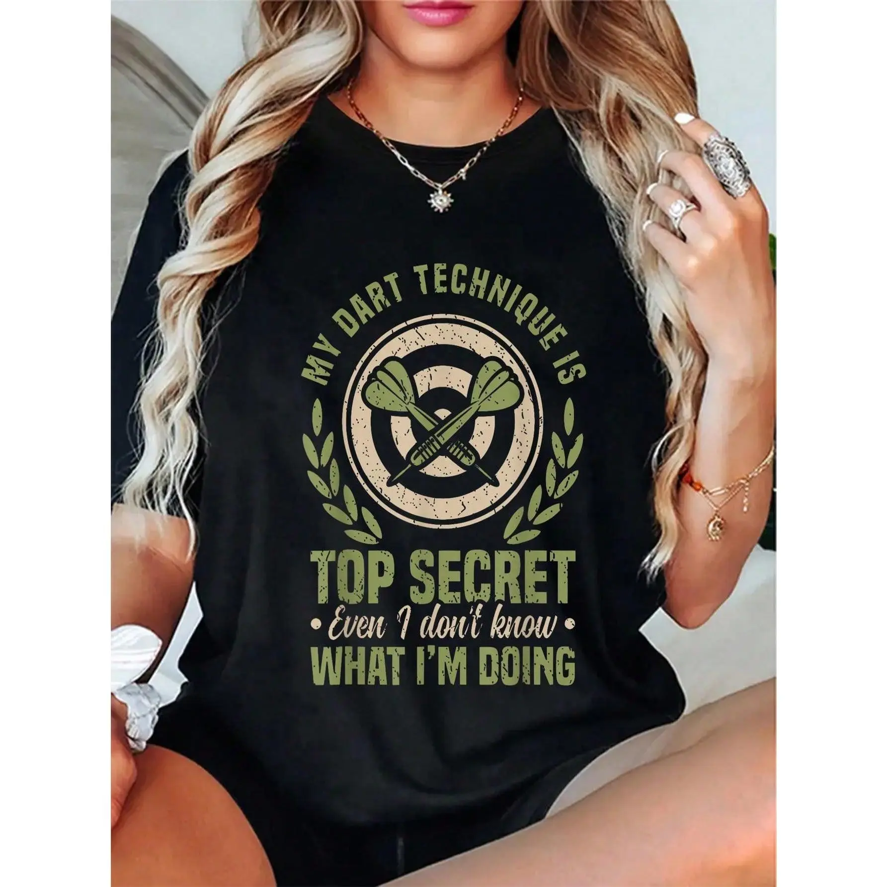 100% Cotton My Dart Technique Is Top Secret Funny Dart Darts T-Shirt