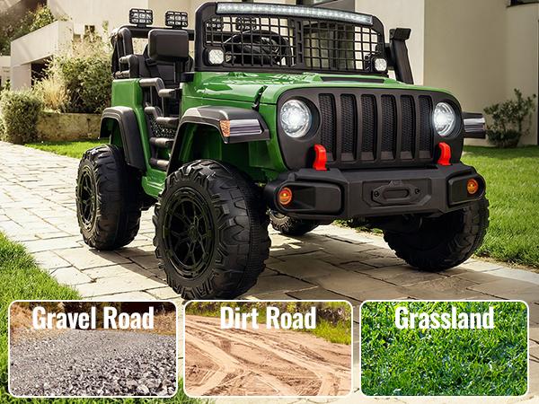 Outfunny 24V Kids Ride on Truck, 4WD 2 Seater Electric Ride on Toys Car for Big Kids w/ Remote, 4x200W Motor