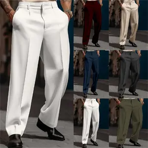 "Men's Formal Straight-Leg Pants |   Solid Color, Slanted Pockets, Comfortable & Breathable, Stylish Outdoor Trousers for Daily Wear Menswear Suit Quick-Dry Stretch Golf Work Beige Plain White