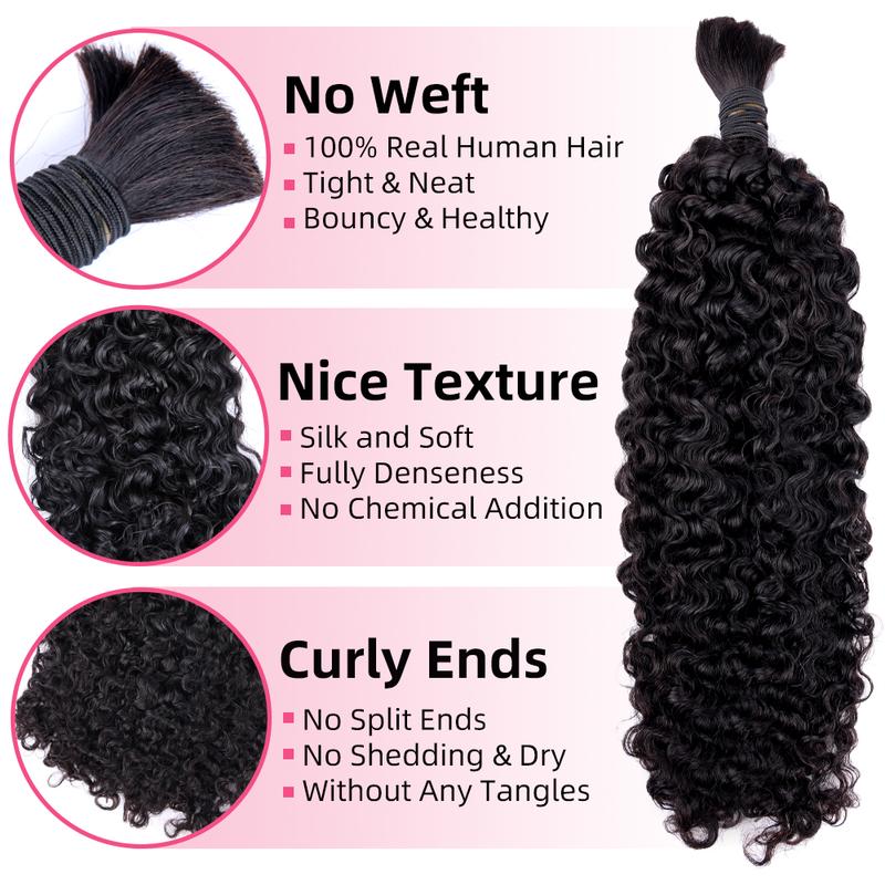 PerisModa 15A Boho Human Braiding Hair For Boho Braids Burmese Curly Bulk 100% Human Hair Extensions For Bohemian Knotless Braids 12-32 Inch No Weft 1/3/4 PCS Natural Black Braiding Human Hair